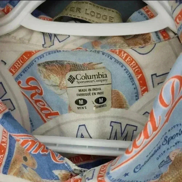 Columbia River Lodge Red Drum Mens Button up Shirt Size M Mulit Color - Picture 3 of 4